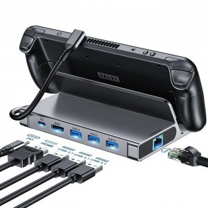 Choetech M50 HUB Steam Deck-hez USB-C - USB-C PD/USB-A/HDMI/RJ45 - Szürke