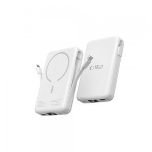 Tech-Protect LifeMag PB31 Powerbank MagSafe kompatibilis 10000mAh 15W USB-C / USB-A / beépített USB-C / Lightning kábelekkel - fehér-7