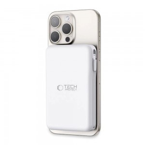 Tech-Protect LifeMag PB31 Powerbank MagSafe kompatibilis 10000mAh 15W USB-C / USB-A / beépített USB-C / Lightning kábelekkel - fehér-1