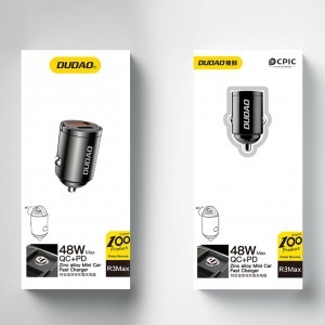 Dudao R3MAX 48W QC PD mini autós töltő - fekete