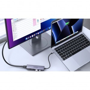 Multifunkciós HUB 5 az 1-ben USB-C - HDMI 1.4 / 3 x USB-A / USB-C PD 100W Ugreen CM511 - szürke-9