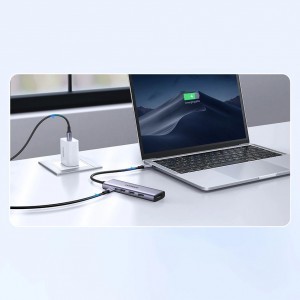 Multifunkciós HUB 5 az 1-ben USB-C - HDMI 1.4 / 3 x USB-A / USB-C PD 100W Ugreen CM511 - szürke-6