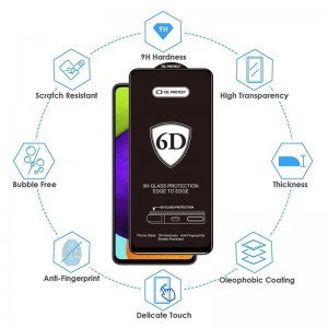 Full Glue 6D Edzett Üveg MOTOROLA MOTO G84 5G FEKETE üvegfólia