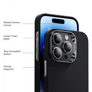 Benks Etui Magnetic Armor Air Kevlar Fémkeretes 600D tok iPhone 15 fekete