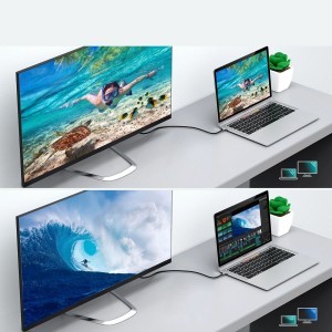 Choetech kit adapter HUB USB Type C - HDMI 2.0 (3840 x 2160 @ 60Hz) szürke (HUB-H12) + USB kábel Type C - HDMI (3840 x 2160 @ 60Hz) 2m szürke (CH0021)