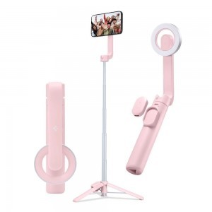 Spigen S570W Bluetooth-os selfie bot és MagSafe tripod - rózsaszín