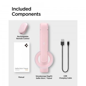 Spigen S570W Bluetooth-os selfie bot és MagSafe tripod - rózsaszín-10
