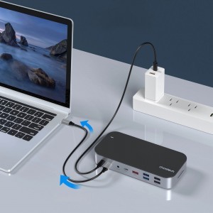 HUB Choetech M52 USB-C - USB-C PD/USB-C/USB-A/HDMI/VGA/DP/SD/TF/RJ45/AUX - szürke