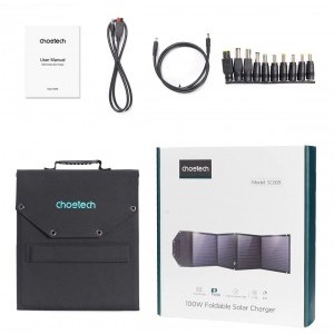 Choetech SC009-V2 összecsukható napelemes töltő 100W USB-C / 2x USB-A PD QC - fekete