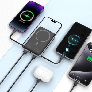 Tech-Protect LifeMag PB31 Powerbank MagSafe kompatibilis 10000mAh 15W USB-C / USB-A / beépített USB-C / Lightning kábelek - fekete-3