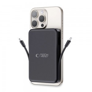 Tech-Protect LifeMag PB31 Powerbank MagSafe kompatibilis 10000mAh 15W USB-C / USB-A / beépített USB-C / Lightning kábelek - fekete-9