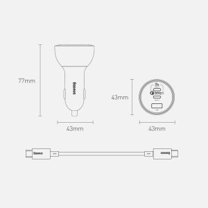 Baseus TZCCZM-0G USB-A / USB-C autós töltő 160W PPS / QC 5 / PD - szürke