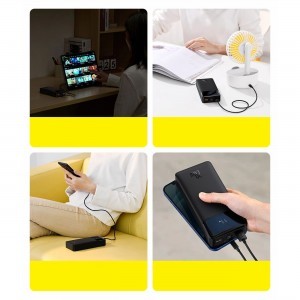 Baseus Bipow gyors töltésű power bank 10000mAh 20W fehér (Overseas Edition) + USB-A - Micro USB kábel 0.25m fehér (PPBD050502)-6