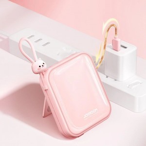 Joyroom power bank USB C és Lightning kábelekkel és állvánnyal Cutie Series 10000mAh 22,5W rózsaszín (JR-L008)