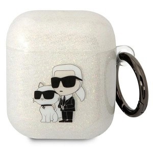 Karl Lagerfeld KLA2HNKCTGT Airpods 1/2 tok átlátszó Gliter Karl&Choupette