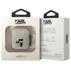 Karl Lagerfeld KLA2HNKCTGT Airpods 1/2 tok átlátszó Gliter Karl&Choupette