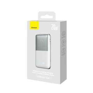 Baseus Bipow Pro powerbank 10000mAh 20W + USB kábel 3A 0.3m fehér (PPBD040102)