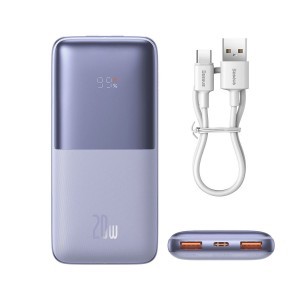 Baseus Bipow Pro Power Bank 10000mAh 20W Lila USB Type A - USB Type C 3A 0.3m Kábel (PPBD040205)