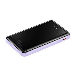 Baseus Magnetic Bracket Vezeték Nélküli Gyors Töltésű Powerbank 10000mAh 20W Lila (Xiaobai sorozatú gyors töltő Kábellel USB-C - USB-C, 60W (20V/3A), 50cm Fehér)