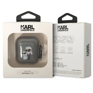 Karl Lagerfeld KLA2HNKCTGK Airpods 1/2 fekete/fekete Gliter Karl&Choupette tok