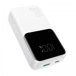 Joyroom JR-PBC07 20000mAh 30W mini powerbank beépített USB-C és Lightning kábelekkel - fehér