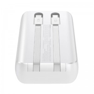 Joyroom JR-PBC07 20000mAh 30W mini powerbank beépített USB-C és Lightning kábelekkel - fehér