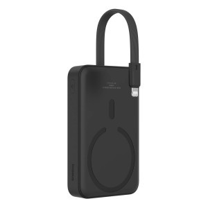 Baseus Magnetic Mini MagSafe 10000mAh 20W powerbank beépített Lightning kábellel - fekete + Baseus Simple Series USB-C - USB-C 60W 0.3m kábel-5