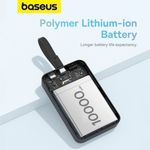 Baseus Magnetic Mini MagSafe 10000mAh 20W powerbank beépített Lightning kábellel - fekete + Baseus Simple Series USB-C - USB-C 60W 0.3m kábel-12