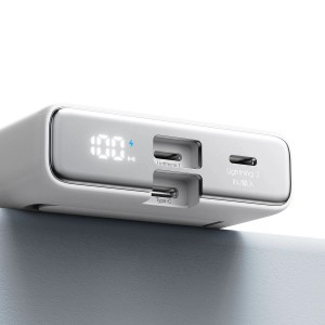 Powerbank Joyroom JR-PBM01 mágneses 10000mAh 20W állvánnyal + Lightning kábel - USB-C - fehér