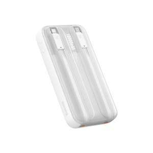 Baseus Comet Series powerbank kijelzővel 10000mAh 22.5W - fehér + USB-A - USB-C kábel