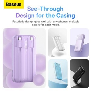 Baseus Comet Series powerbank kijelzővel 10000mAh 22.5W - fehér + USB-A - USB-C kábel