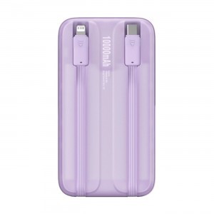 Baseus Comet Series powerbank kijelzővel 10000mAh 22.5W - lila + USB-A / USB-C kábel