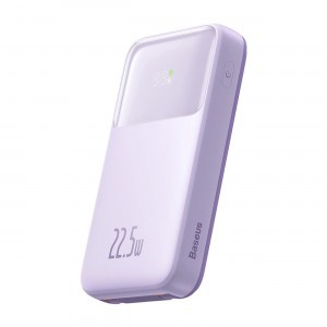 Baseus Comet Series powerbank kijelzővel 10000mAh 22.5W - lila + USB-A / USB-C kábel