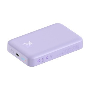 Baseus Magnetic Mini Induction Powerbank 10000mAh 20W - lila + USB-C - USB-C kábel