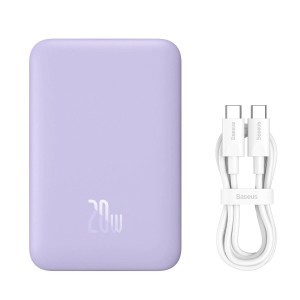 Baseus Magnetic Mini Induction Powerbank 10000mAh 20W - lila + USB-C - USB-C kábel