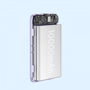 Baseus Magnetic Mini Induction Powerbank 10000mAh 20W - lila + USB-C - USB-C kábel