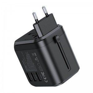 Choetech PD5008 utazó töltő, 3xUSB-A, 2xUSB-C, GaN, 35W, US/EU/UK/AU (fekete)