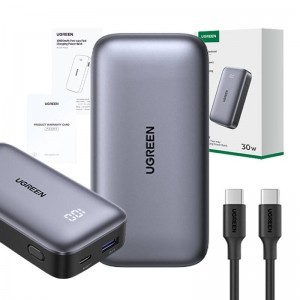 Powerbank 10000mAh Ugreen Nexode PB502, USB + USB-C, 30W PD (fekete)-2