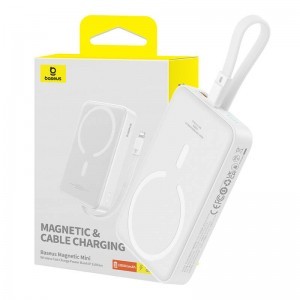 Baseus Mágneses Mini Powerbank, 10000mAh, Lightning, 20W, MagSafe (fehér)