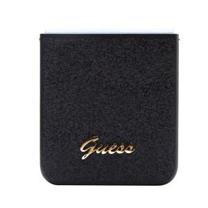 Guess PC/TPU Glitter Flakes Metal Logo tok Samsung Galaxy Z Flip 5 Fekete