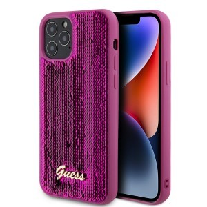 Guess Sequin Script Logo tok iPhone 12/12 Pro Magenta