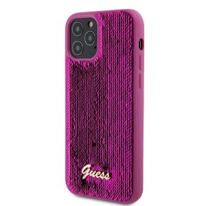 Guess Sequin Script Logo tok iPhone 12/12 Pro Magenta