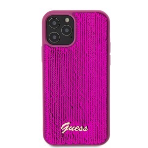 Guess Sequin Script Logo tok iPhone 12/12 Pro Magenta