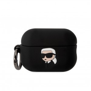 Karl Lagerfeld 3D Logo NFT Karl Head Szilikon Tok Apple AirPods Pro 2-höz Fekete