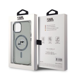 Karl Lagerfeld IML K&CH Heads Metal Frame MagSafe tok iPhone 15-höz fekete