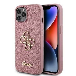 Guess PU Fixed Glitter 4G Metal Logo tok iPhone 12/12 Pro Pink