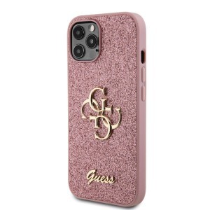 Guess PU Fixed Glitter 4G Metal Logo tok iPhone 12/12 Pro Pink