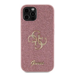 Guess PU Fixed Glitter 4G Metal Logo tok iPhone 12/12 Pro Pink