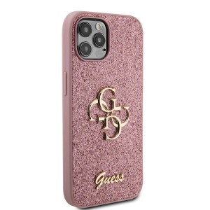 Guess PU Fixed Glitter 4G Metal Logo tok iPhone 12/12 Pro Pink