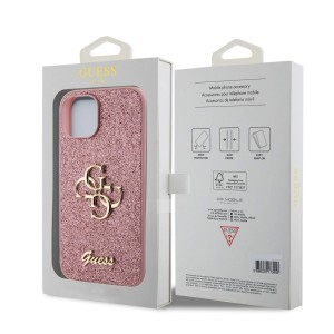 Guess PU Fixed Glitter 4G Metal Logo tok iPhone 12/12 Pro Pink